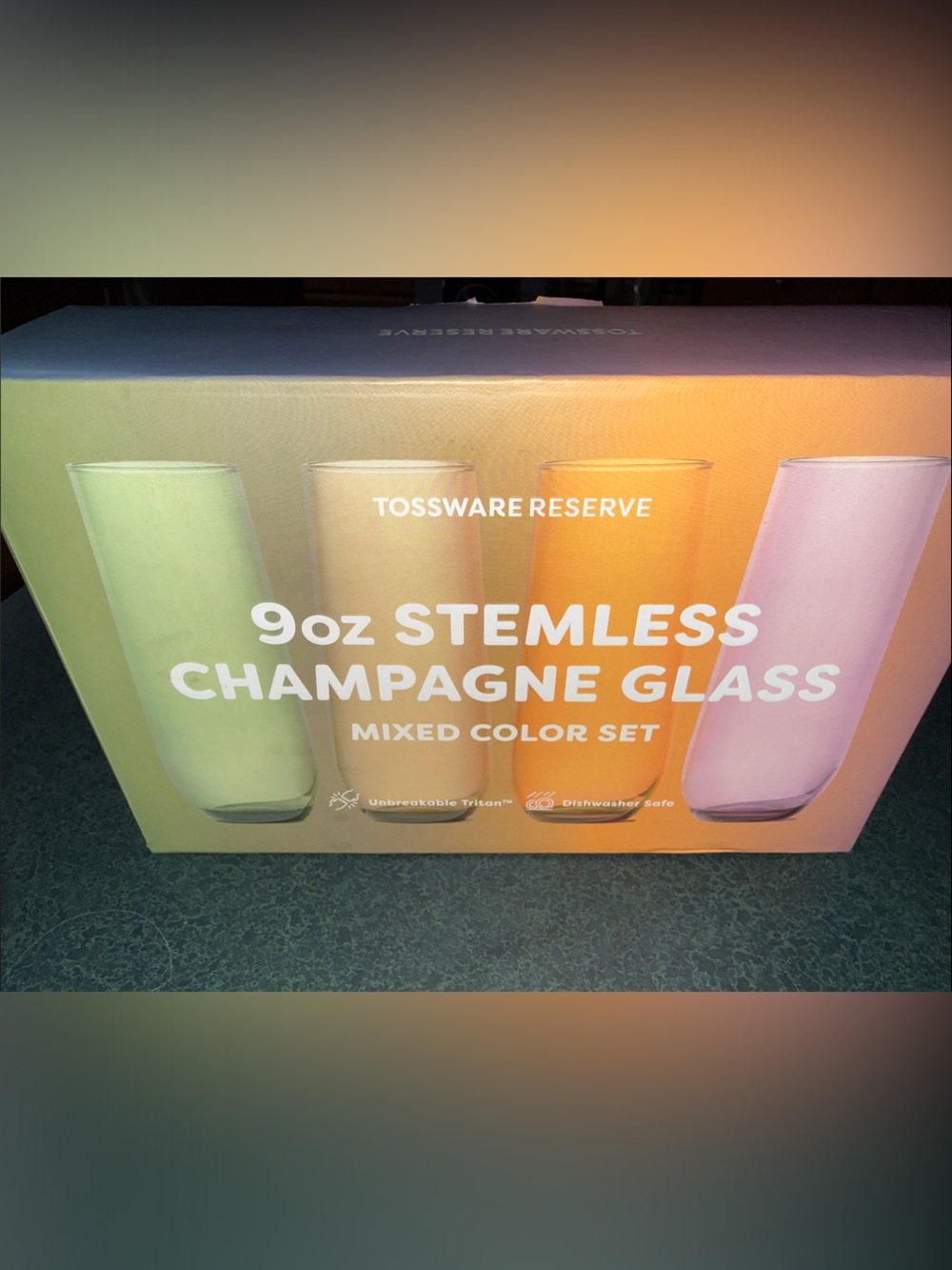 Pastel 9oz Stemless Champagne Glasses - Mixed Colors
